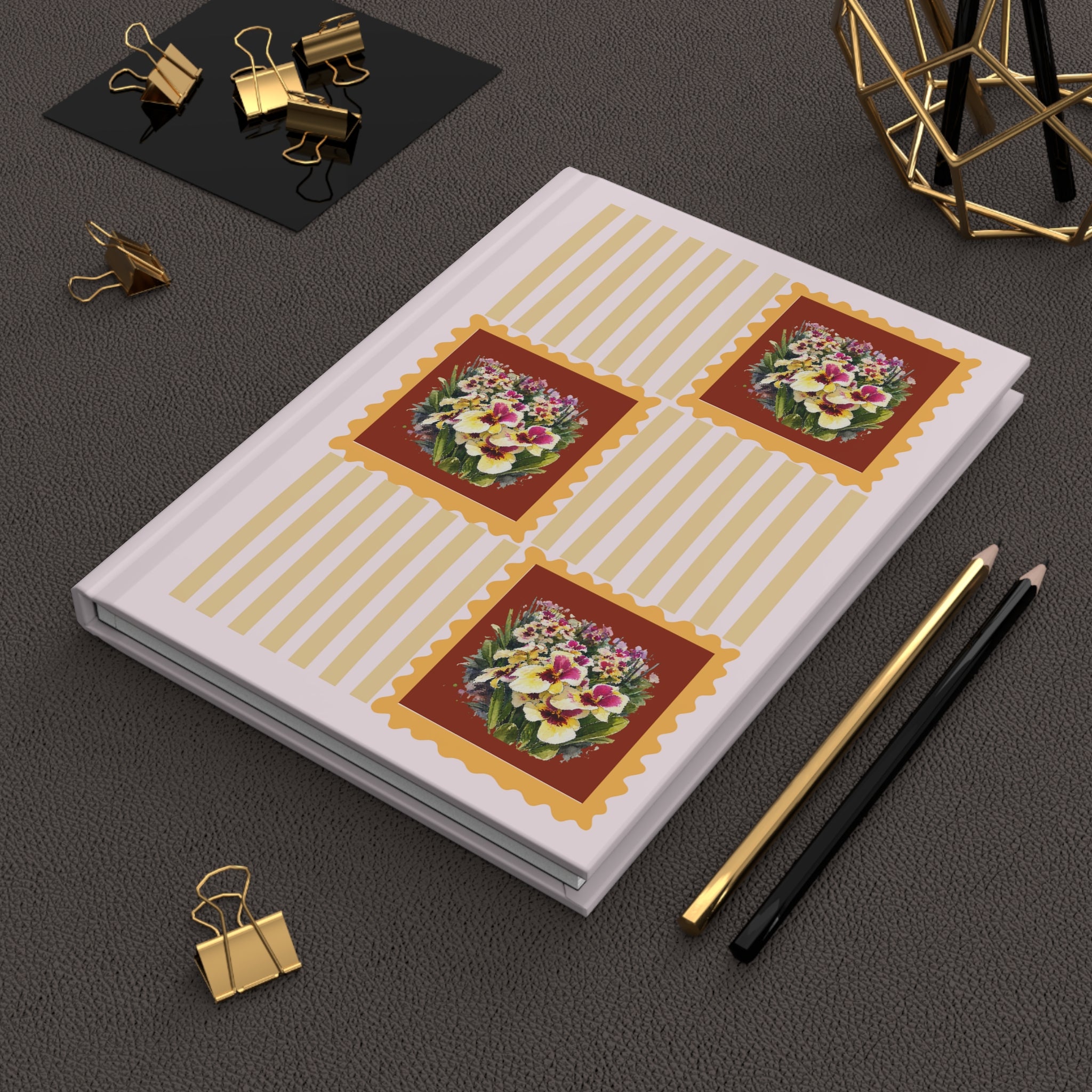 Floral Stamp Pattern Hardcover Journal